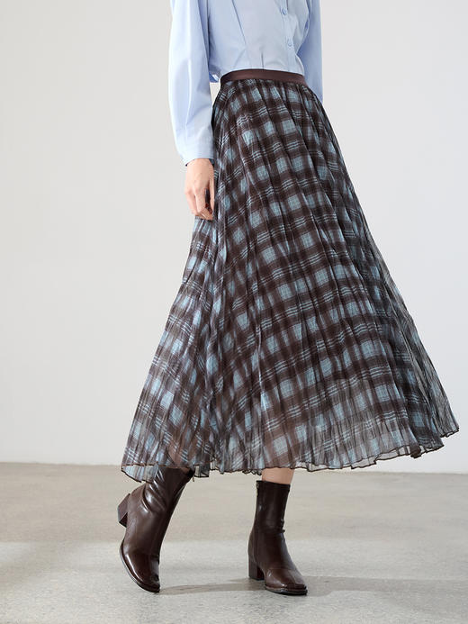 【百图lulu定制】【潮汐半裙】  复古格子   百褶半身裙  A字半裙 商品图2