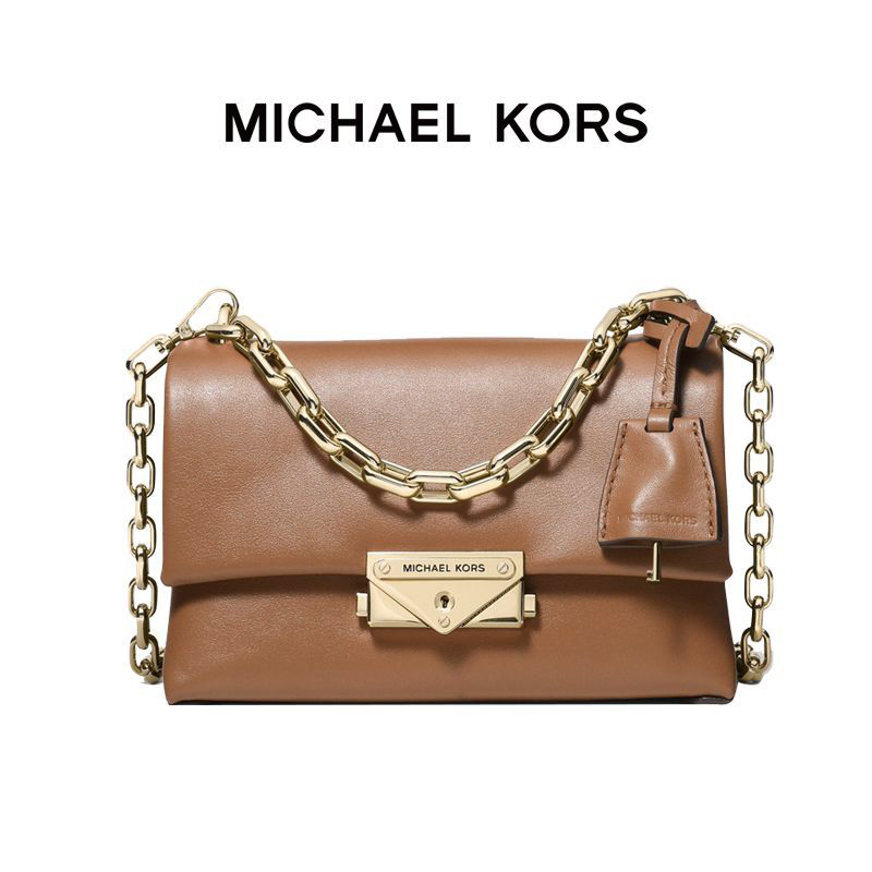 【品牌】MK Cece 超小号经典纯色皮质链条单肩斜挎包橡果棕