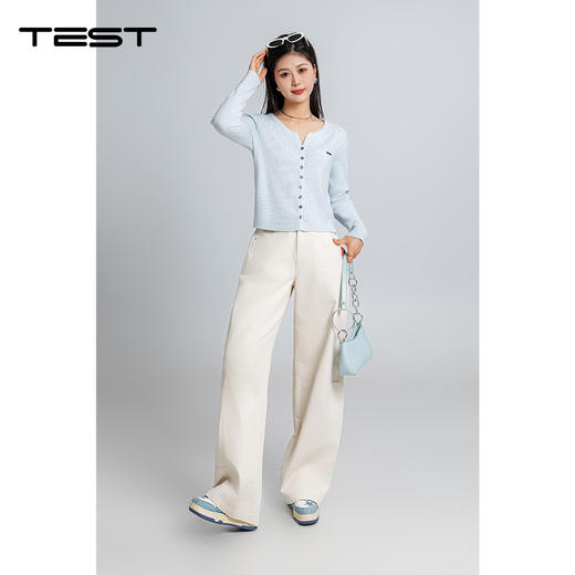 春上新温柔氛围感米白色阔腿牛仔裤3261003 商品图5