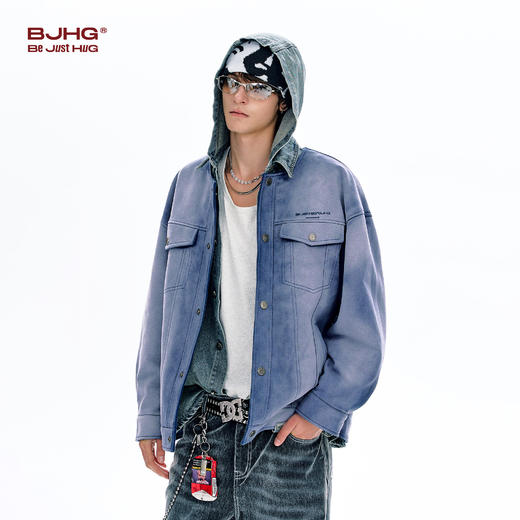 BJHG不计后果美式夹克外套男款春痞帅高级感潮牌无领仿牛仔上衣女 商品图2