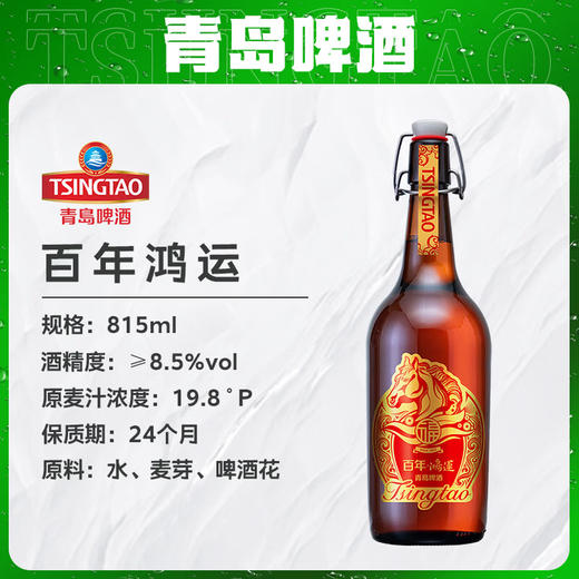 青岛啤酒（TsingTao） 百年鸿运马年生肖酒  815mL 1瓶 礼盒装带双杯卡片  商品图1