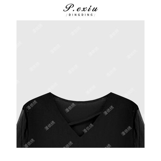 04-6潘依绣丁丁宠粉法式浪漫拼接V领纱纱连衣裙Q5914 商品图2