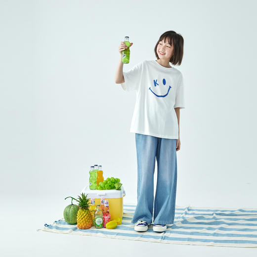 棵初「开心果T」2026年夏季新款亲子中大女童笑脸印花T恤纯棉短袖 商品图3