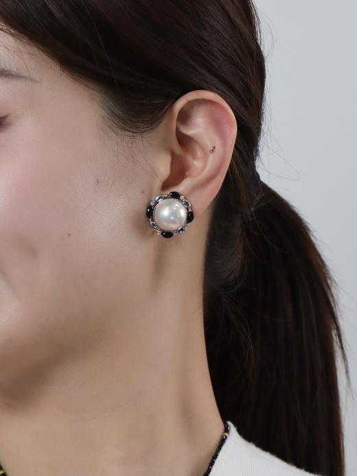 【挚友限定】14K金马贝珍珠耳夹14-15mm 黑玛瑙钻石镶边成品22-23mm 商品图4