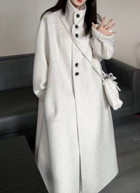 【YW】无忧购“清仓福利”冬季高端立领双面羊绒大衣女长款宽松慵懒感毛呢外套2609（现货48小时发货）