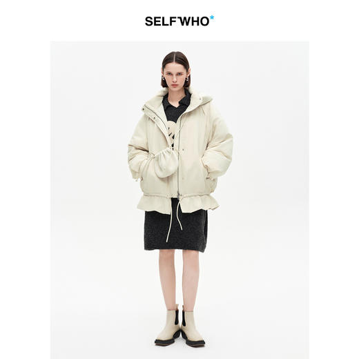 SELFWHO90白鸭连帽高领双头拉链羽绒服女2025冬新款防风保暖外套 商品图3