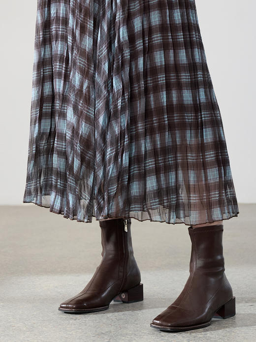 【百图lulu定制】【潮汐半裙】  复古格子   百褶半身裙  A字半裙 商品图3