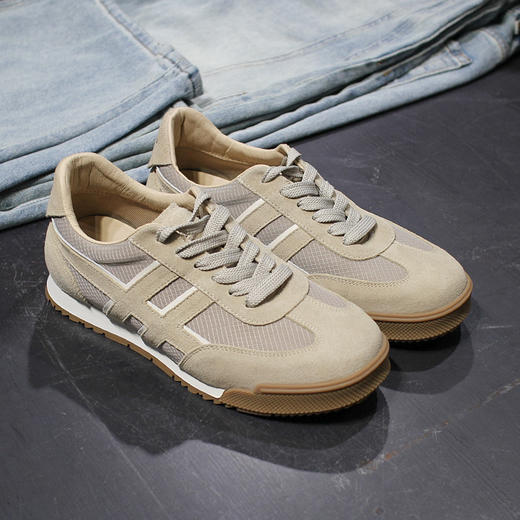 DRONKOO 2026 系带反毛皮拼格纹布复古低帮运动鞋 商品图1