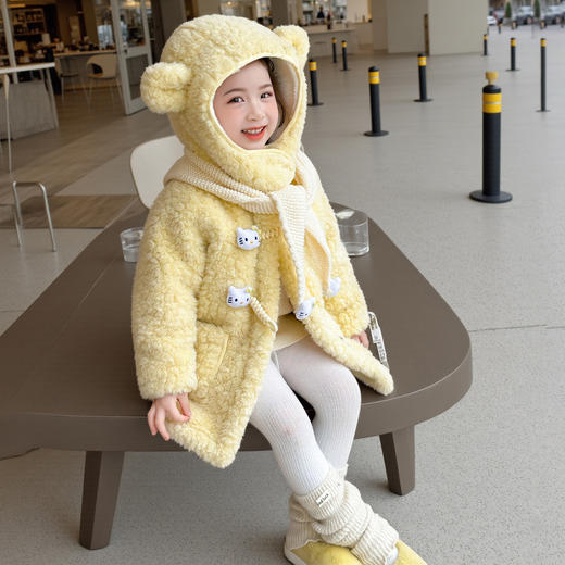 韩版网红女童爱心毛呢外套 冬款洋气年服大衣 商品图6