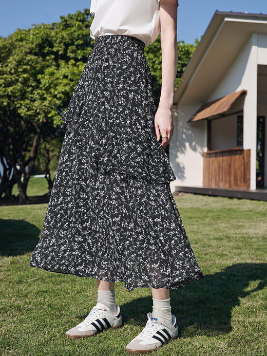 【百图lulu定制】【夏荷半裙】 南法  气质  荷叶边   高腰碎花半身裙 商品图2