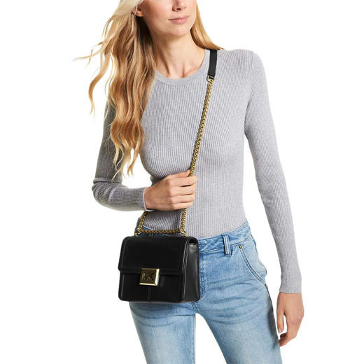 【品牌】 MK  Sonia 小号Logo金属链条皮质斜挎小方包 黑色 商品图3