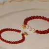 红玛瑙珍珠手串 单颗珍珠 5-6mm 玛瑙珠子 4mm  三颗珍珠 6-7mm 玛瑙珠子 6mm 配件 925 银镀金   新年氛围感 商品缩略图0