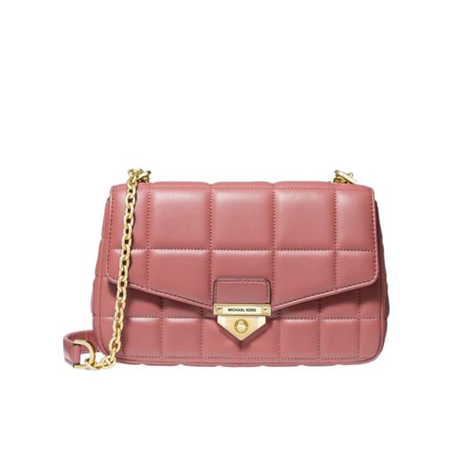 【品牌】MK Soho大号羊皮皮质链条翻盖单肩包斜挎女包玫瑰粉 商品图5