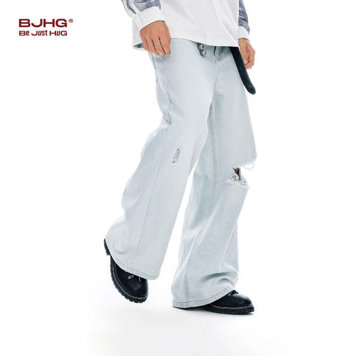 BJHG不计后果直筒牛仔裤男款2026新款春美式高街破洞潮牌长裤子女 商品图2