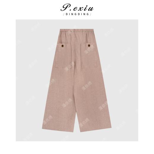 04-1潘依绣丁丁宠粉清凉松驰感亚麻显瘦阔腿休闲裤Q5247 商品图1