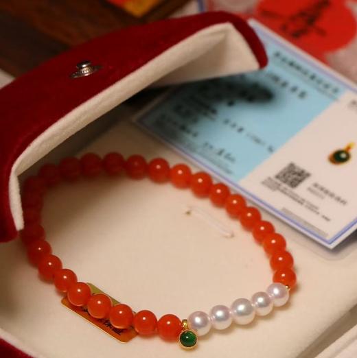 原矿保山南红珍珠手串 18k纯金 + 翡翠/古法珐琅 商品图12