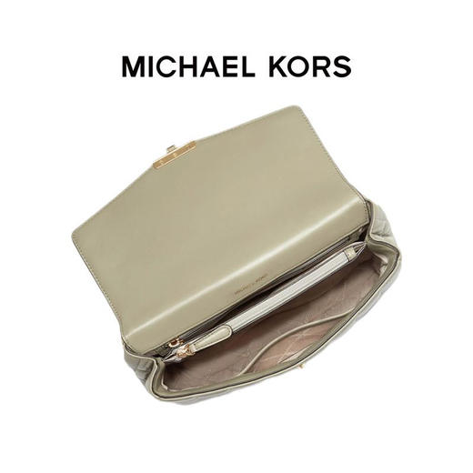 【品牌】 MK  Soho 超大号格纹皮质金属链条单肩斜挎包浅军绿色 商品图2