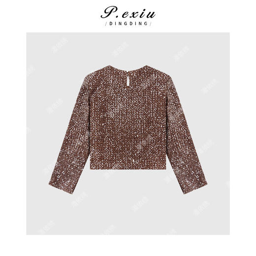 A008潘依绣丁丁宠粉亮片重工高级感圆领上衣Q3495 商品图1