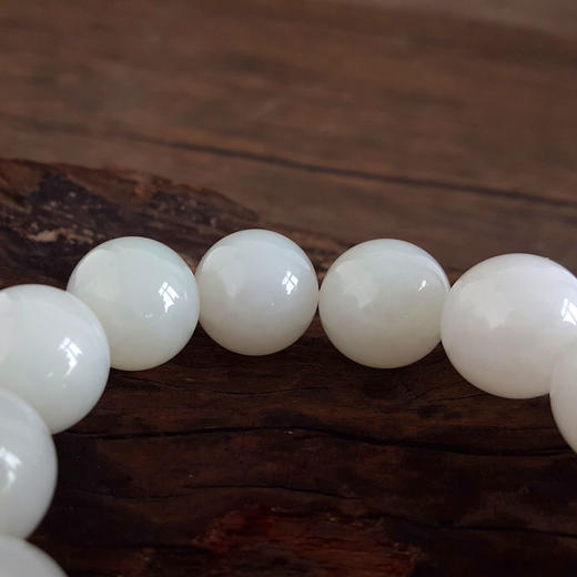 【天然正品】天然精品无杂裂约18MM俄料一级白和田玉圆珠手串20CM（弹力绳）260126NJM65 商品图5