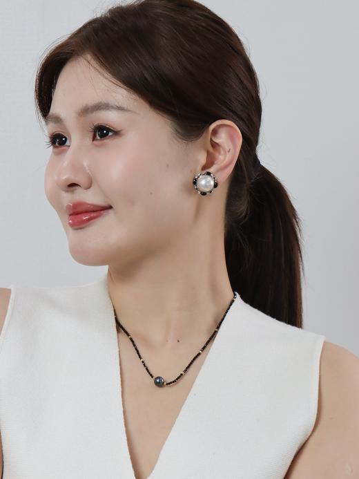 【挚友限定】14K金马贝珍珠耳夹14-15mm 黑玛瑙钻石镶边成品22-23mm 商品图3