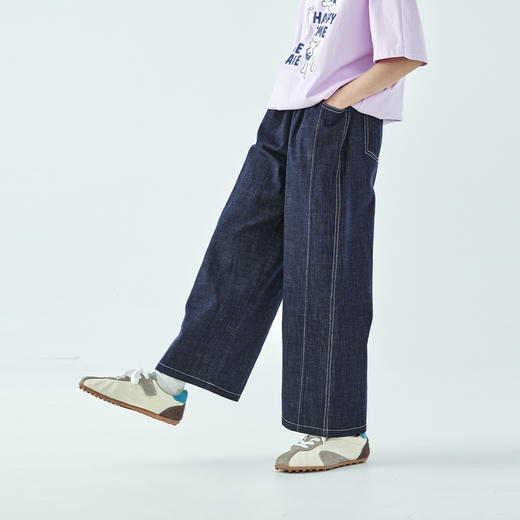 棵初2026年夏季新款亲子中大女童不落色牛仔裤轻薄宽松经典直筒裤 商品图2