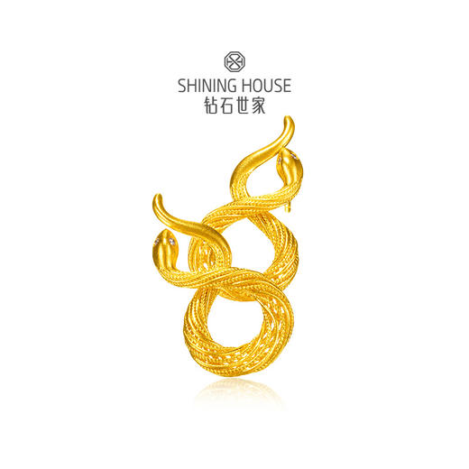 钻石世家[艺术黄金]   巳来运转系列 足金钻石耳饰  象征财运富贵长寿的灵蛇纹融入吉祥元素，黄金与闪耀钻石的时尚设计蕴藏金蛇庇护，蛇来运转的巧思【黄金产品不支持无理由退换货】预计3-5天发货 商品图2