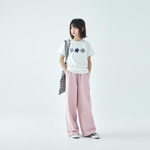 棵初2026年夏季新款亲子中大女童棉柔针织休闲卫裤宽松百搭直筒裤 商品图4
