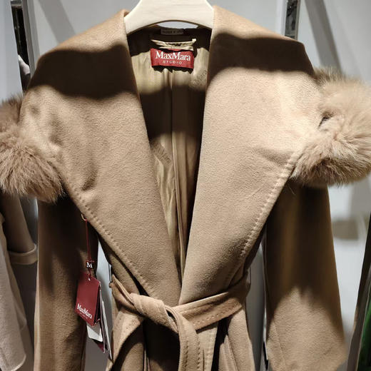 MAXMARA 女士羊毛连帽束腰风衣 驼色 MANGO 60161129 029 商品图1