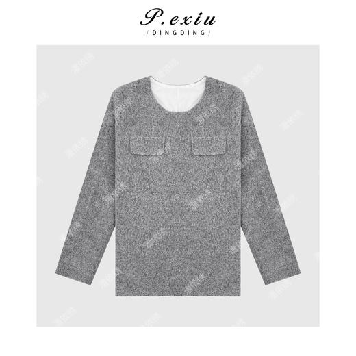 A008潘依绣丁丁宠粉慵懒风气质款双口袋长袖上衣 Q56100 商品图0
