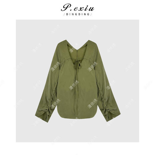 04-2潘依绣丁丁宠粉气质高级感后背深V绑带上衣Q1493 商品图1