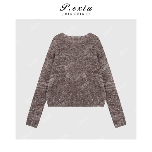 A008潘依绣丁丁宠粉【丝丝绒感】氛围感花纱羊毛马海圆领长袖针织ZZ0923 商品图2