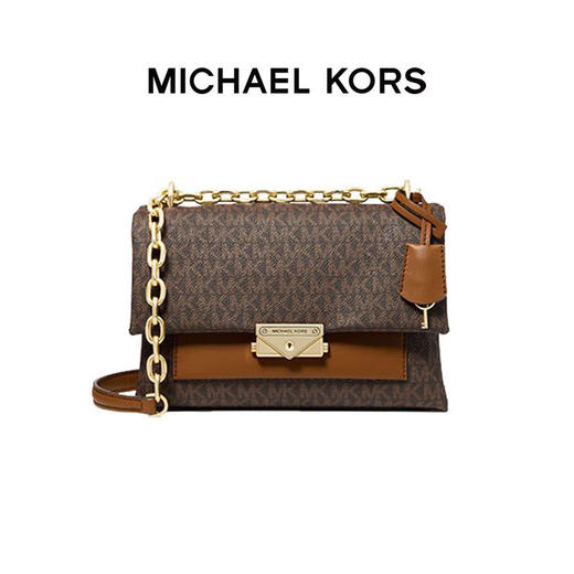 【品牌】MK Cece 中号金属老花单肩斜挎链条信封女包深棕/橡果棕 商品图0
