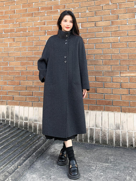 【YW】无忧购“清仓福利”冬季高端立领双面羊绒大衣女长款宽松慵懒感毛呢外套2609（现货48小时发货） 商品图2