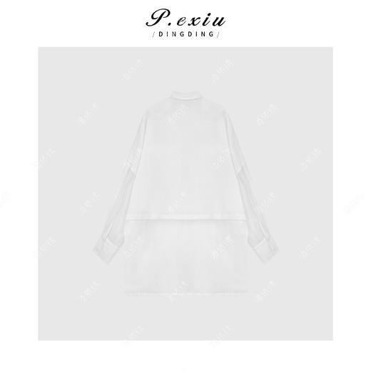 04-1潘依绣丁丁宠粉天丝亚麻极简风拼接设计廓形衬衫 W-63047 商品图2