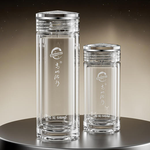 思宝官方旗舰店新品高山流水5678号双层玻璃杯男女通用茶杯礼盒装 商品图2