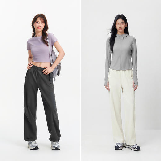 森马休闲裤女夏分割抽绳工装裤凉感宽松街头显瘦高街户外阔腿卫裤 商品图4