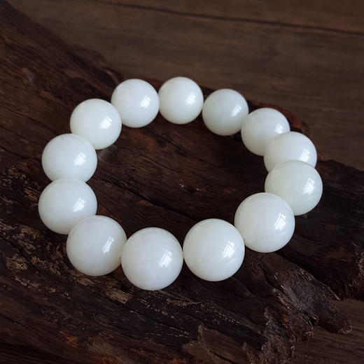 【天然正品】天然精品无杂裂约18MM俄料一级白和田玉圆珠手串20CM（弹力绳）260126NJM65 商品图2
