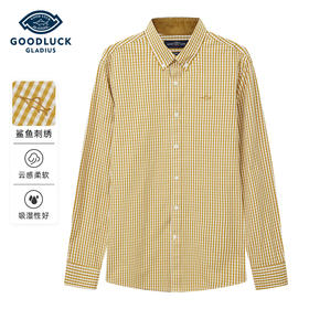 【莱赛尔】德鲨鲨鱼长袖衬衫男2026春季新款休闲格子衬衣