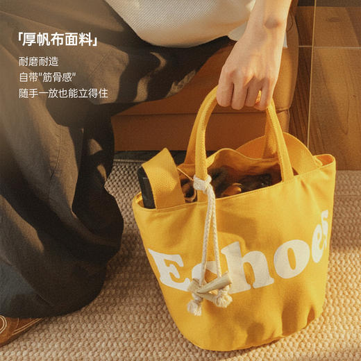 马登复古时尚手拎单肩黄色帆布水桶包斜挎包小个子单间手提包包女 商品图3