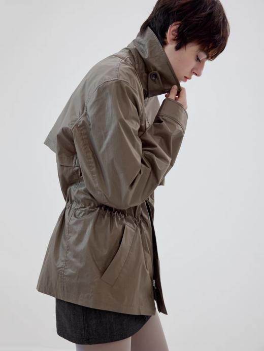 Simple Project/Y2608/涂层中长款收腰猎装夹克 商品图2