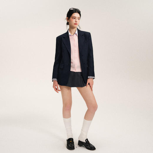 Ariseism 美式复古拼接学院风西装外套女春季新款上衣 商品图3