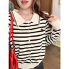 <曾小咸推荐>2.25现货秒杀 ！微信超特价！韩系翻领条纹针织衫 日常219.99 立减130 秒杀89.99！！ 商品缩略图4