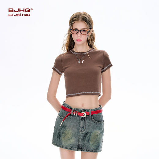 FTT Flythetruth俏皮撞色可露丽T恤女夏季新款修身收腰正肩短袖女 商品图1