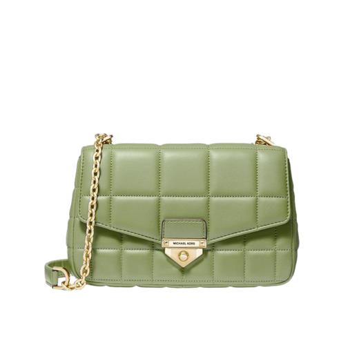 【品牌】MK Soho大号羊皮皮质链条翻盖单肩包斜挎女包果绿色 商品图5