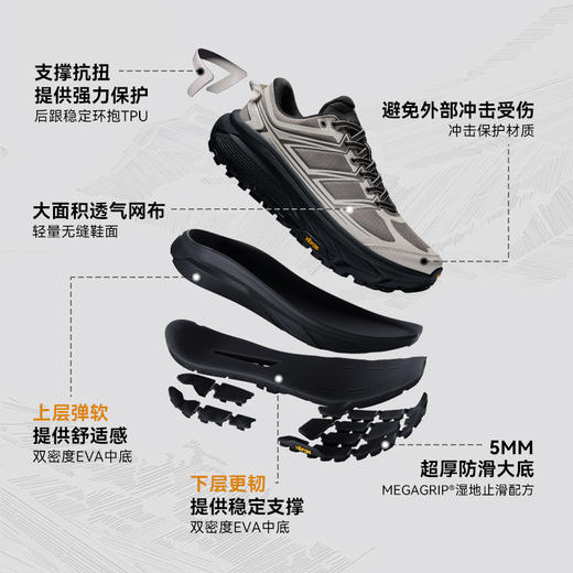 【CT-脉冲】伯希和户外越野跑鞋男款Vibram防滑缓震专业跑山鞋女 商品图3
