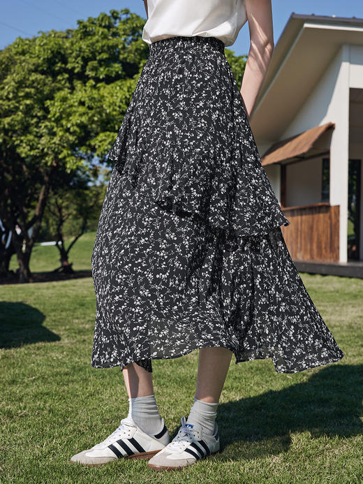 【百图lulu定制】【夏荷半裙】 南法  气质  荷叶边   高腰碎花半身裙 商品图1