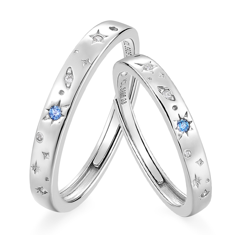 卡蒂罗KADER 银河罗盘情侣对戒925银原创独特小众设计可调节一对 百搭创意钟爱久久 好运 戒指银色