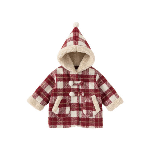 邦选小童呢大衣红色过年尖尖帽 中长款巫师帽女童外套 商品图7