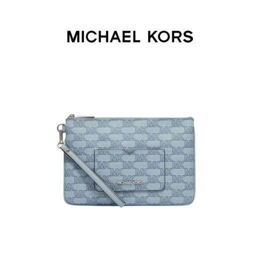 【品牌】 MK  Jet Set Item 大号印花金属链条手拿包淡蓝色 商品图4