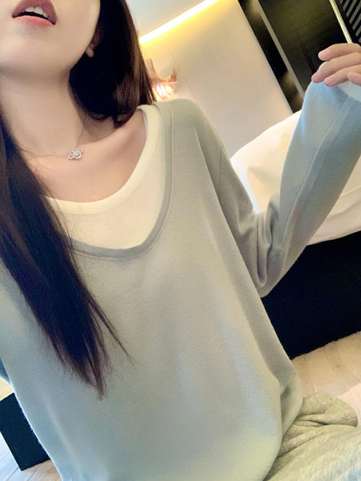 <曾小咸推荐>2.24现货秒杀 ！微信超特价！2色韩系撞色假两件长袖  日常119.99 立减60 秒杀59.99！！ 半身裙 秒杀79.99！！ 商品图7